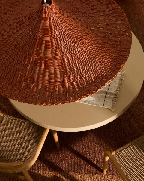 Bladia Абажур из ротанга с терракотовой отделкой Ø90 см от интернет-магазина IDODOM.RU