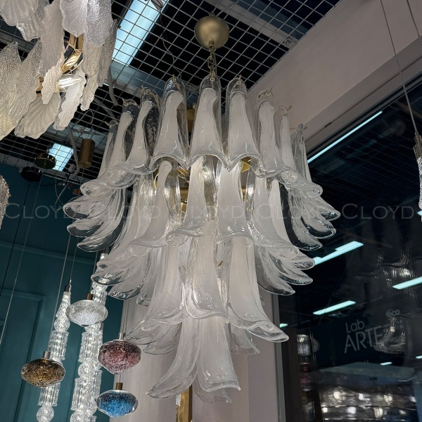 Люстра Cloyd AZORES-B C10 / Ø65 см - латунь светл. - бело-прозрачн.стекло (арт.11652) от интернет-магазина IDODOM.RU