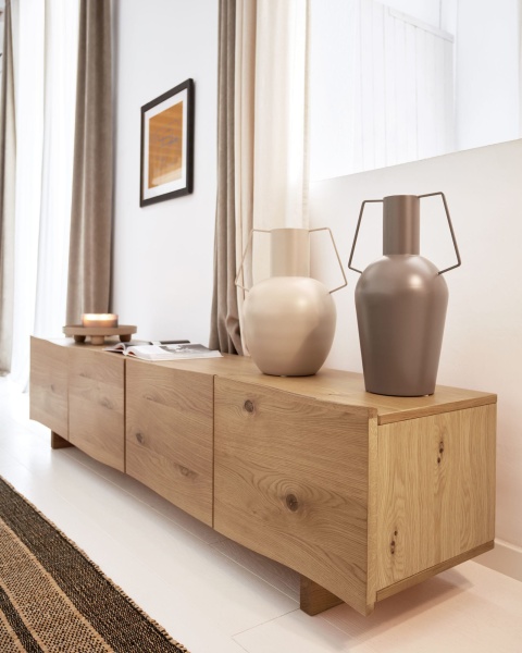 Тумба по ТВ Rasha 4-х дверная дубовый шпон с натуральной отделкой 200 x 49 см от интернет-магазина IDODOM.RU