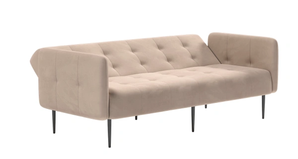 Monaco диван-кровать прямой с подлокотниками, трехместный, велюр бежевый Velutto 06 от интернет-магазина IDODOM.RU