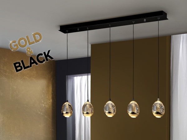 Люстра Rocio 5L черно-золотая от интернет-магазина IDODOM.RU
