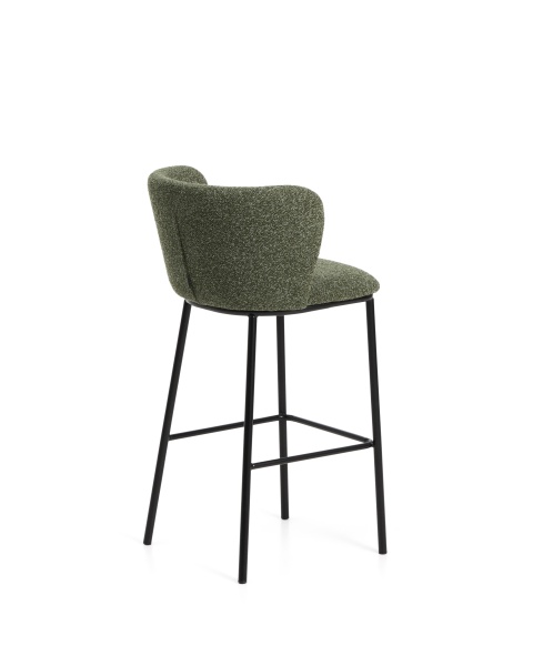 Барный стул Ciselia из темно-зеленого шенилла с ножками из черной стали от интернет-магазина IDODOM.RU