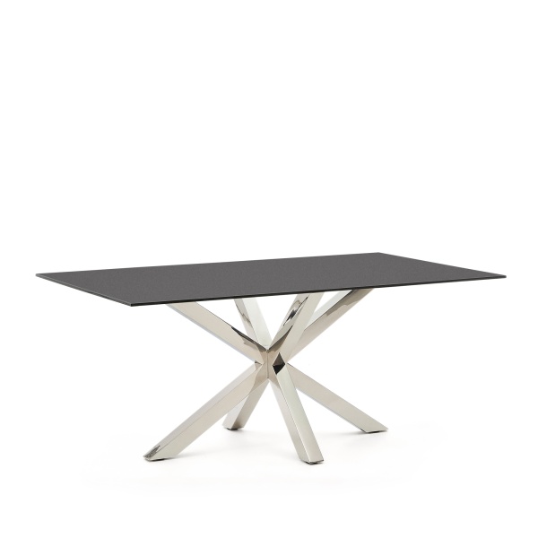 Стол Argo из матового черного стекла и ножками из нержавеющей стали 180 x 100 см от интернет-магазина IDODOM.RU