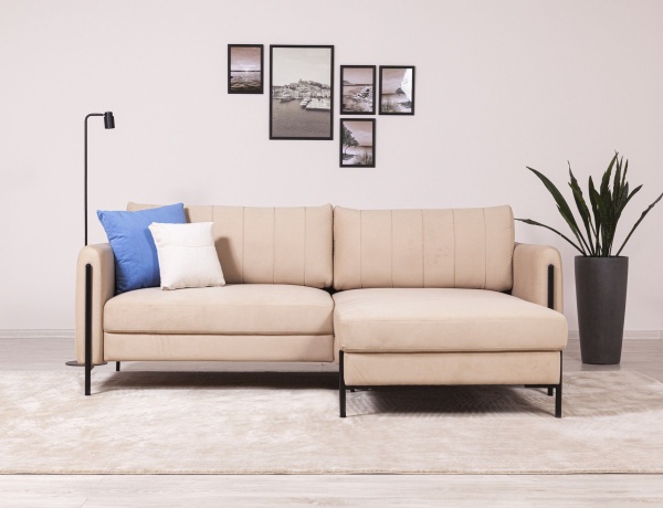 Barcelona диван-кровать с шезлонгом, велюр бежевый от интернет-магазина IDODOM.RU