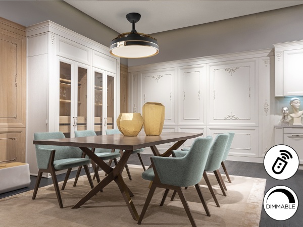 Потолочный вентилятор с освещением Heron DIMABLE черный/золотой от интернет-магазина IDODOM.RU