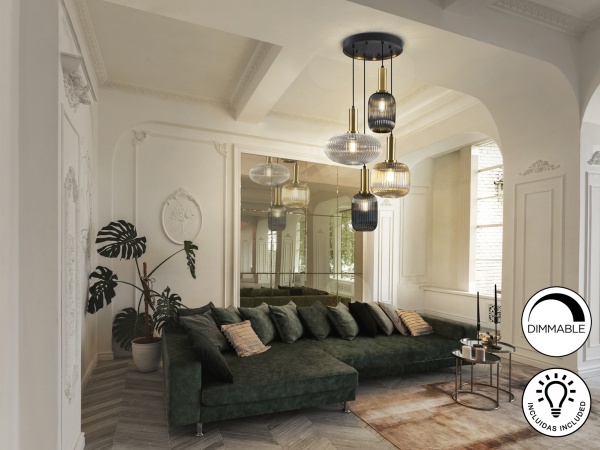 Люстра Norma 4L черный/латунь от интернет-магазина IDODOM.RU