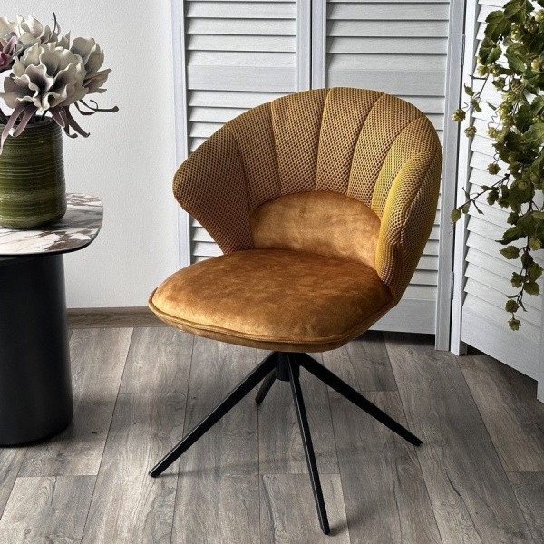 Стул Shell ткань комби желтый, поворотно-возвратный механизм 360 градусов от интернет-магазина IDODOM.RU