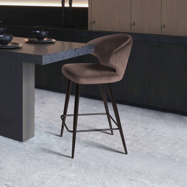 Стул полубарный Richard, бархат коричневый 12 от интернет-магазина IDODOM.RU