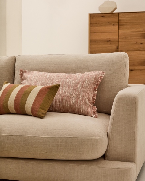 Чехол для подушки Mirea из хлопка терракотового цвета с бахромой 40 x 60 см от интернет-магазина IDODOM.RU