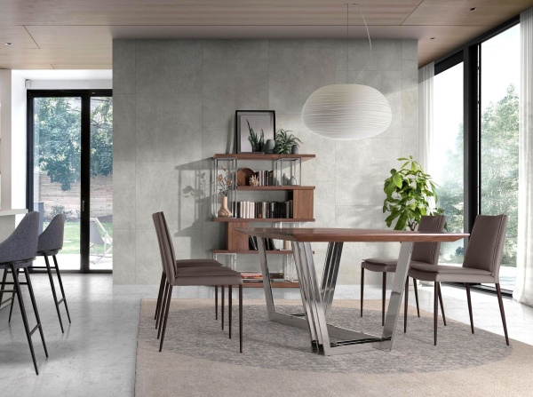 Обеденный стол MI2003T /1097 из орехового дерева и хромированной стали от интернет-магазина IDODOM.RU