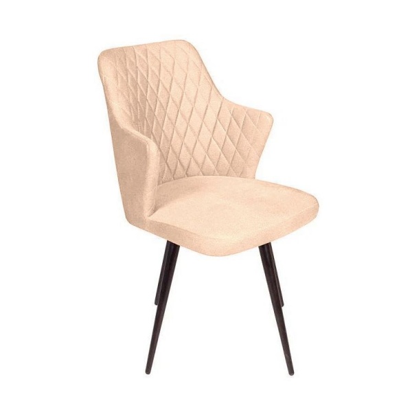 Стул поворотный на 360 градусов Hunt ромб, бархат бежевый 5 / чёрный конус от интернет-магазина IDODOM.RU