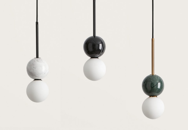 Подвесной светильник Dalt черный металл - белый мрамор от интернет-магазина IDODOM.RU