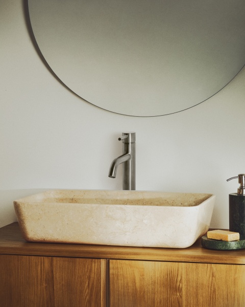 Раковина Darnen из бежевого мрамора 55 x 35 см от интернет-магазина IDODOM.RU