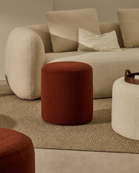 Чехол на пуф Kaeli из терракотового букле Ø 43 см от интернет-магазина IDODOM.RU