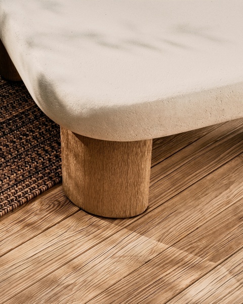 Журнальный столик Labra из цемента и акации 80 x 80 см от интернет-магазина IDODOM.RU