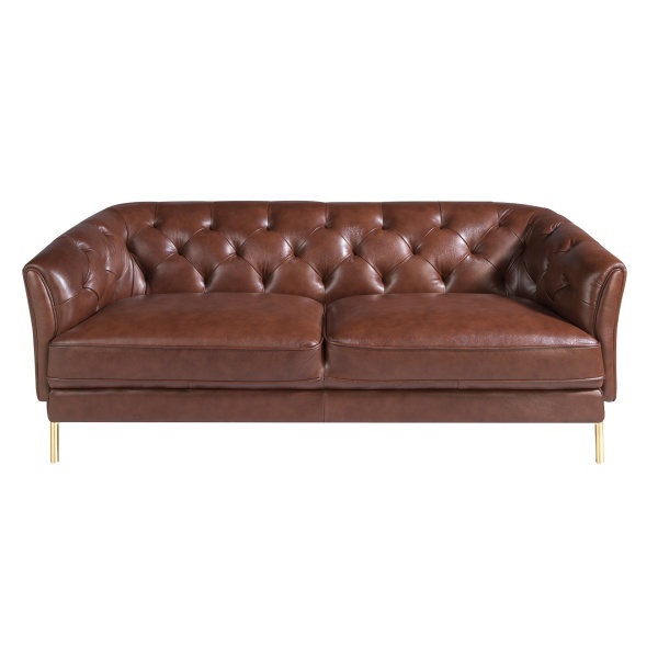 Диван 2-х местный 6139/KF106-2P-M1595 кожаный с золотистыми стальными ножками от интернет-магазина IDODOM.RU