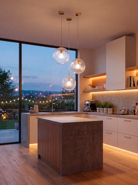Подвесной светильник Cloyd BRINN-B P1 / Ø30 см - золото - прозрачн. стекло (арт.11597) от интернет-магазина IDODOM.RU