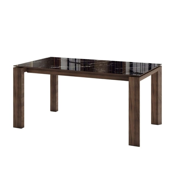 Стол раскладной Aron (160+40), керамика глянцевая черная от интернет-магазина IDODOM.RU