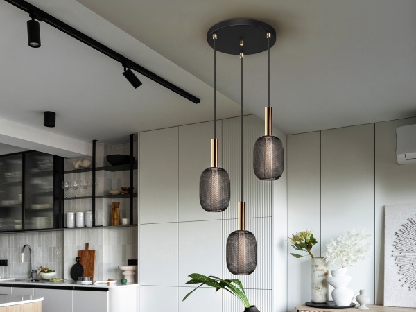 Люстра Micron 3L золотой / черный от интернет-магазина IDODOM.RU