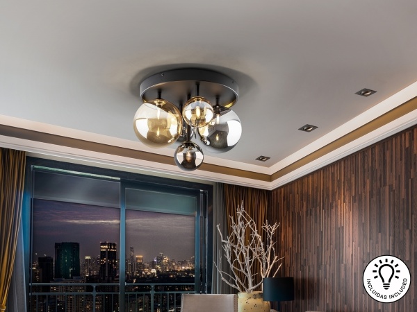 Потолочный светильник Dark 5L черно-латунный от интернет-магазина IDODOM.RU