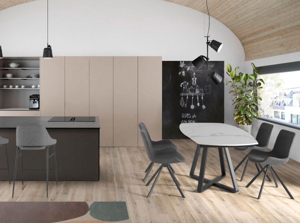 Обеденный стол D2055BB /1096 из керамики и черной стали от интернет-магазина IDODOM.RU