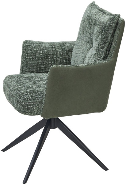 Стул с подлокотниками Gilad ткань комби зеленый, поворотный механизм 360 градусов от интернет-магазина IDODOM.RU