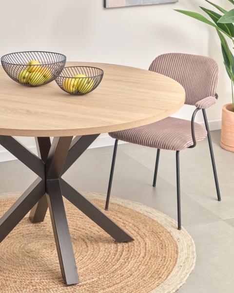 ARYA Стол  Ø 119 с бежевой столешницей с отделкой из меламина на стальных ножках с черной отделкой от интернет-магазина IDODOM.RU