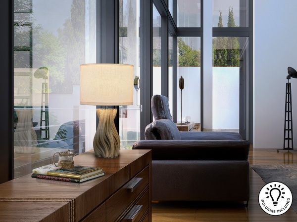 Merlin Настольная лампа 1L серая керамика от интернет-магазина IDODOM.RU