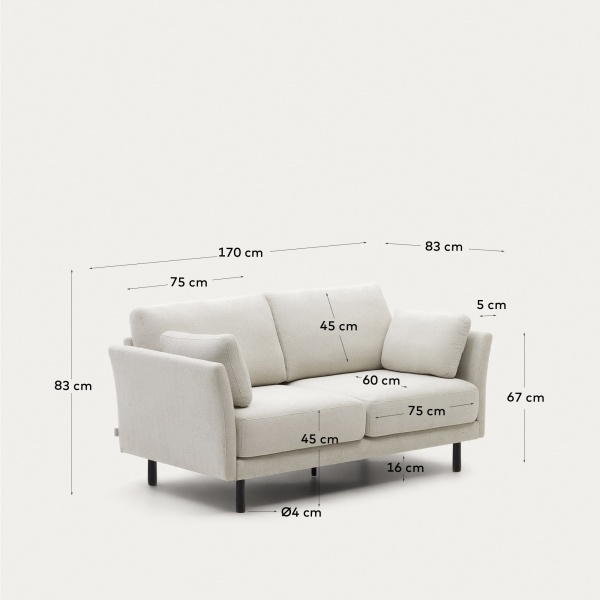 Gilma 2-местный диван бежевый с ножками в черной отделке 170 см от интернет-магазина IDODOM.RU