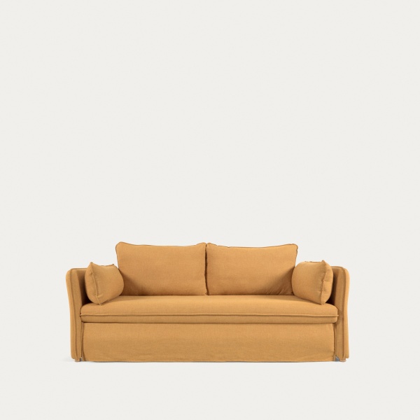 Диван-кровать Tanit горчичный с ножками из массива бука с натуральной отделкой 210 см от интернет-магазина IDODOM.RU