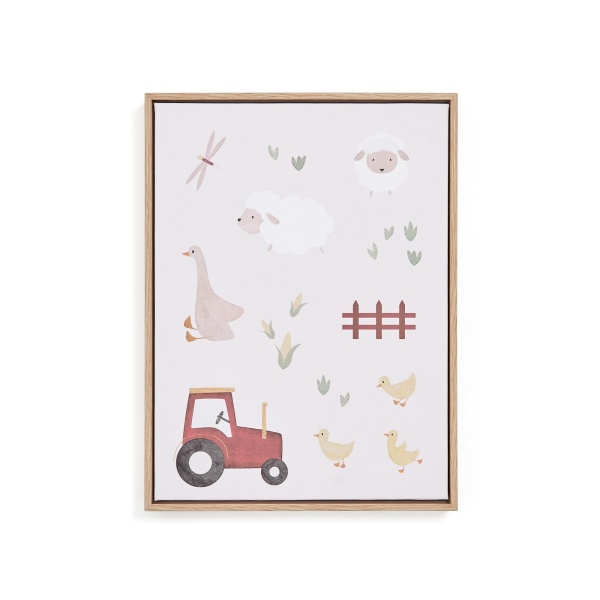 Разноцветная картина Pecky с изображением животных и трактора 40 х 30 см от интернет-магазина IDODOM.RU