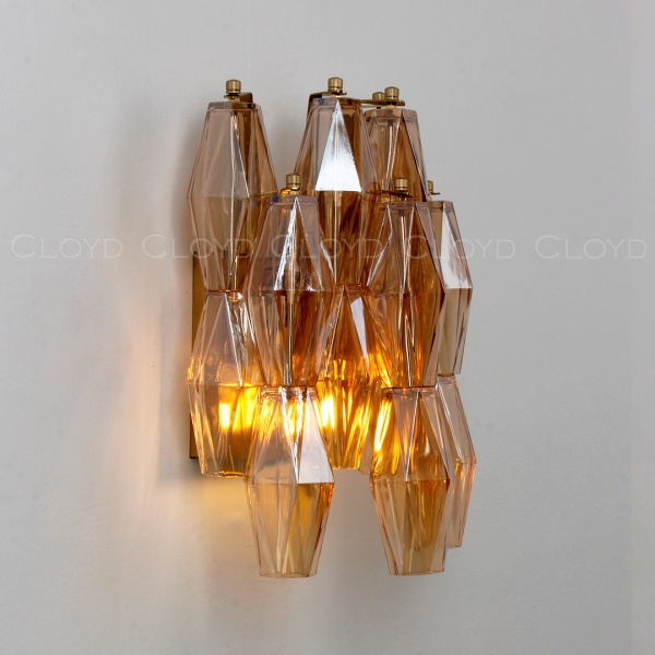 Бра Cloyd CALCUTTA W2 / выс. 37 см - латунь - янтарн.стекло (арт.20484) от интернет-магазина IDODOM.RU