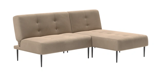 Monaco диван-кровать с шезлонгом, без подлокотников, бархат бежевый 5 от интернет-магазина IDODOM.RU