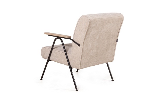 Кресло Andy с деревянными подлокотниками, шенилл Shantal beige от интернет-магазина IDODOM.RU