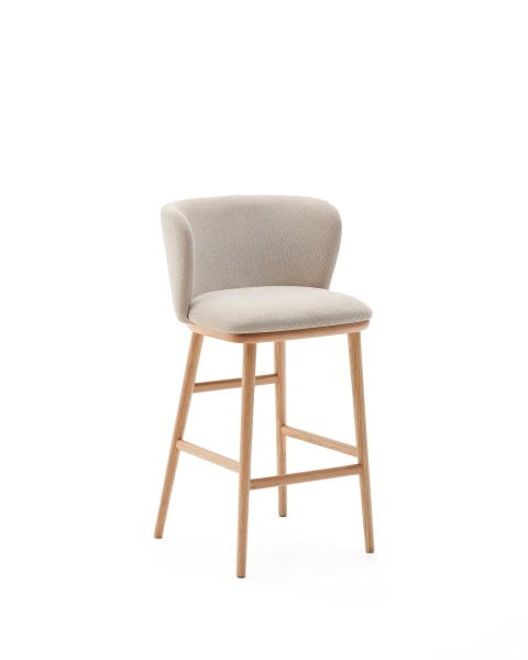 Ciselia Полубарный стул из бежевого шенилла и ясеня в натуральной отделке от интернет-магазина IDODOM.RU