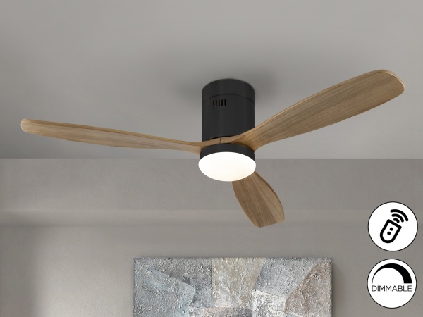 Siroco Потолочный вентилятор с освещением DIMABLE черный/орех от интернет-магазина IDODOM.RU