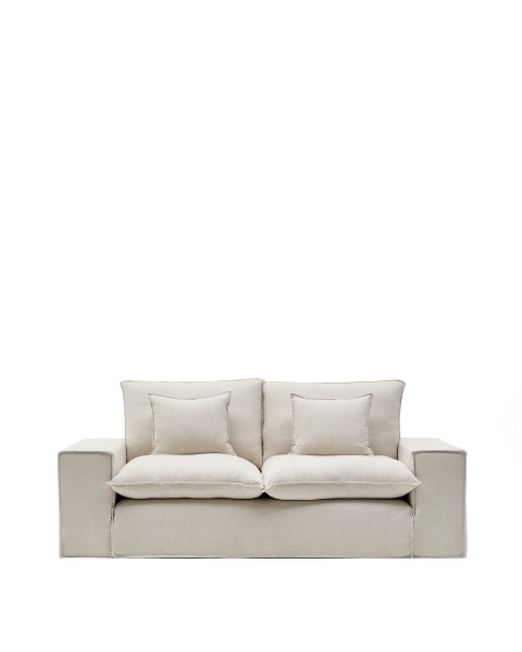 Anarela бежевый льняной диван 2-местный со съемным чехлом и подушками 240 см от интернет-магазина IDODOM.RU