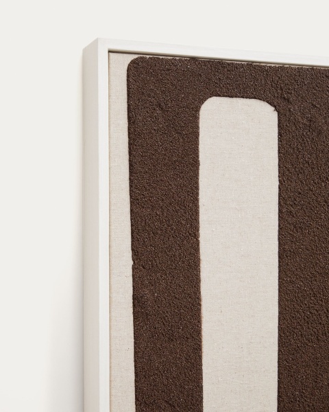 Salmi Абстрактная картина на льне бежевого и коричневого цвета 140 х 90 см от интернет-магазина IDODOM.RU