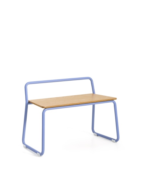 Скамейка из ясеневого шпона Tinn с синей металлической конструкцией, 75 см от интернет-магазина IDODOM.RU