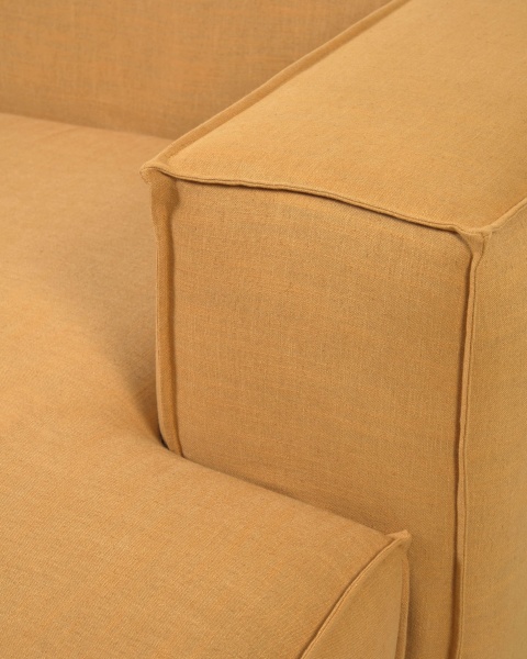 Чехол на 2-местный диван Blok с правым шезлонгом из горчичного льна от интернет-магазина IDODOM.RU