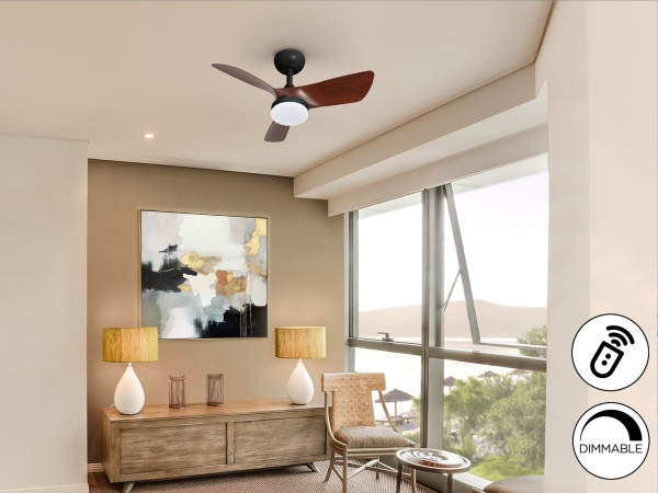 Tropic Потолочный вентилятор с освещением черный/орех от интернет-магазина IDODOM.RU