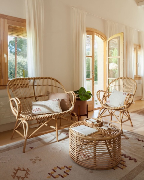 Чехол для подушки Bibiana из шерсти и хлопка с бежевым терракотовым и коричневым узором 45 x 45 см от интернет-магазина IDODOM.RU