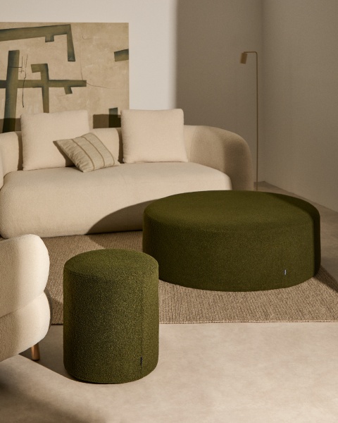 Чехол на пуф Kaeli из зеленого букле Ø 43 см от интернет-магазина IDODOM.RU