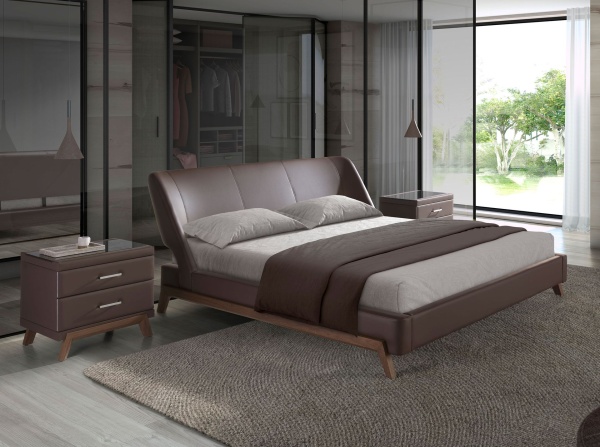 Кровать 7159/GC1713 из экокожи шоколадно-коричневого цвета от интернет-магазина IDODOM.RU