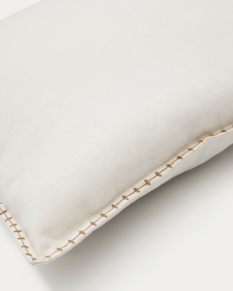 Чехол для подушки Rakira из бежевого хлопка с вышивкой горчичного цвета 45 x 45 см от интернет-магазина IDODOM.RU
