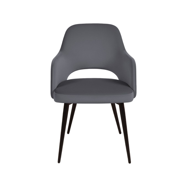 Стул William с подлокотниками, бархат серый 27/ черный конус от интернет-магазина IDODOM.RU