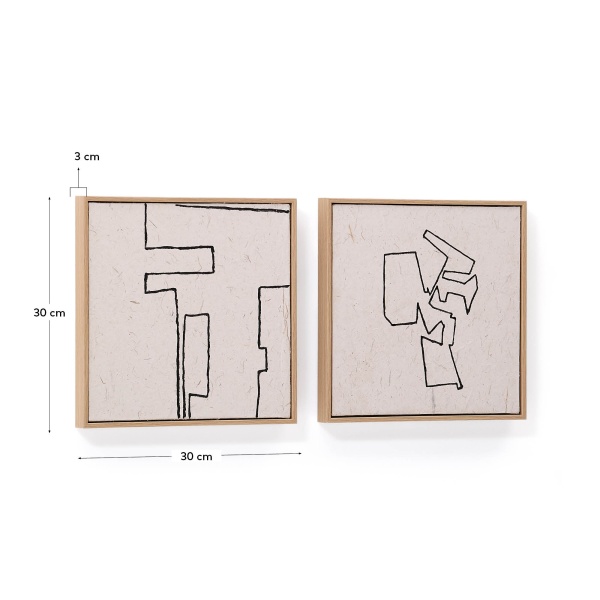 Neyra Набор из 2 чёрно-белых абстрактных картин ручной работы на бумаге 30 х 30 см от интернет-магазина IDODOM.RU