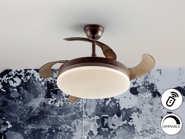 Вентилятор с подсветкой Vento DIMABLE коричневый от интернет-магазина IDODOM.RU
