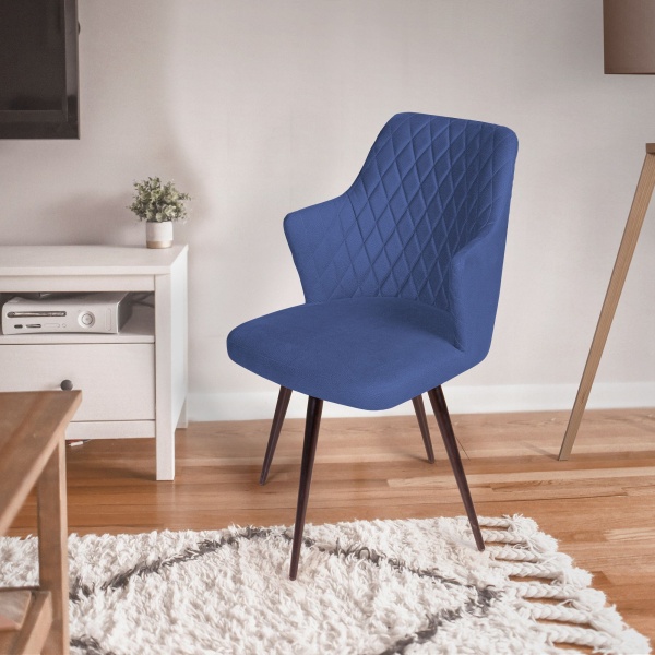 Стул поворотный на 360 градусов Hunt ромб, бархат синий 29 / чёрный конус от интернет-магазина IDODOM.RU