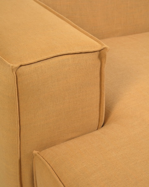 Чехол на 2-местный диван Blok с левым шезлонгом из горчичного льна от интернет-магазина IDODOM.RU